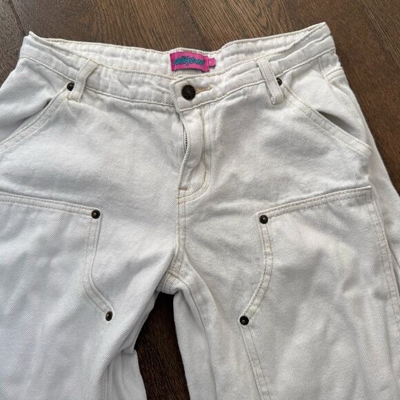 Edikted Ayla Low Rise Baggy Carpenter Jeans White Sz S - Picture 6 of 10